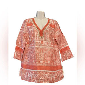 NWT Charter Club Luxury 100% Linen Beaded Tunic Top